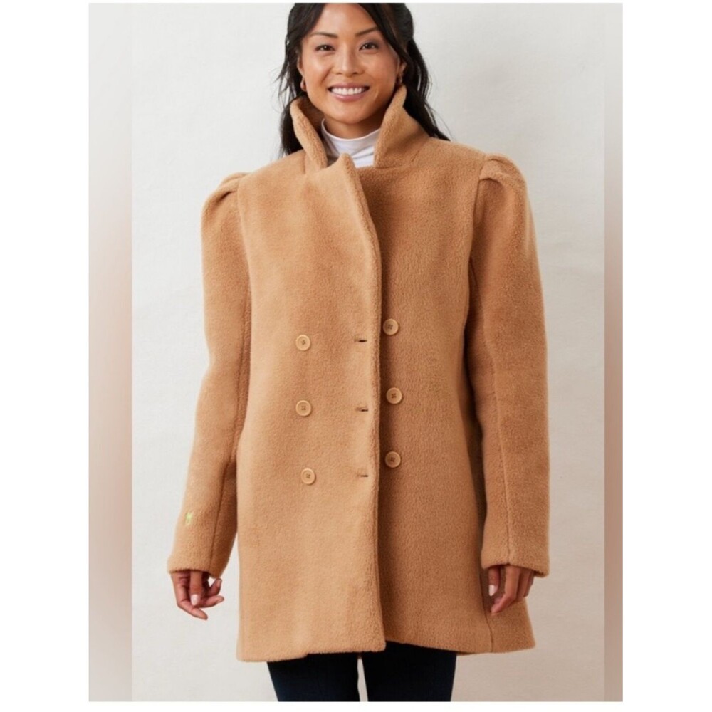 Dudley Stephens Camel Tan Brown Fleece Button Conyers Peacoat Coat Jacket Large